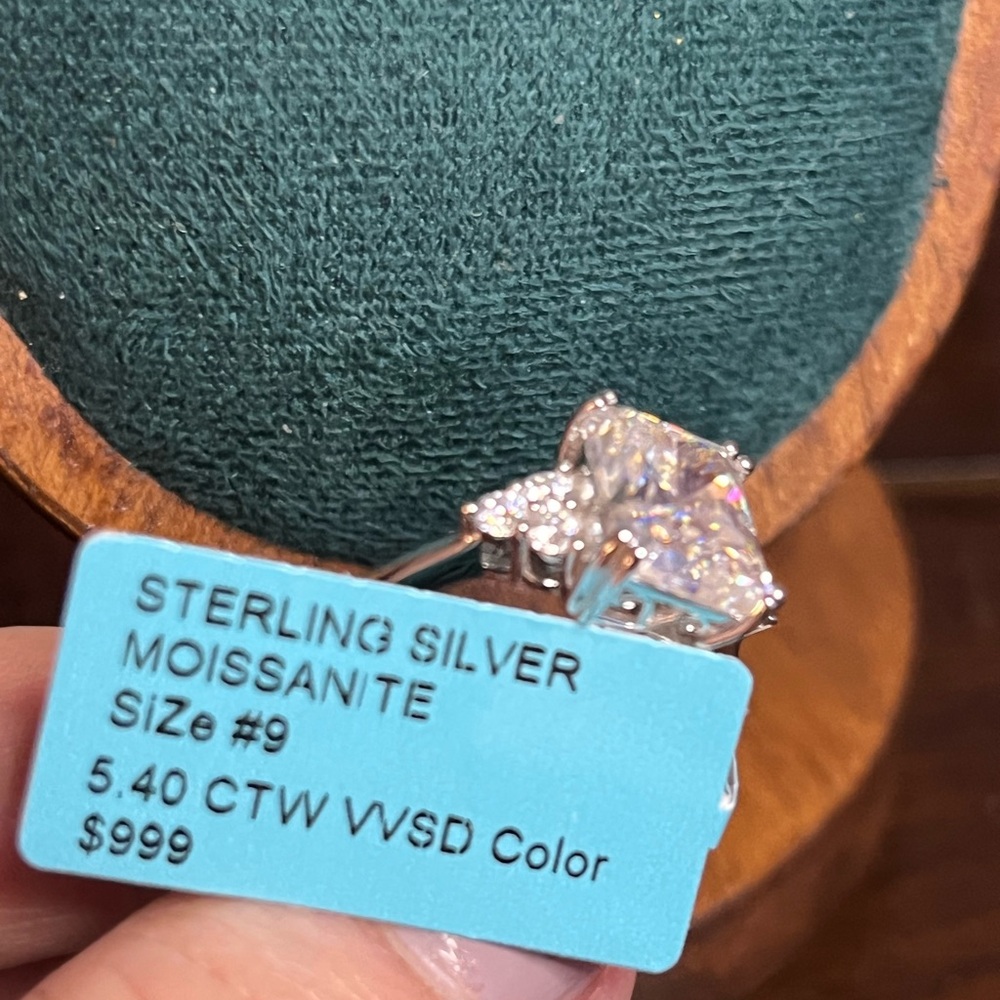 Radiant 925 Silver Moissanite 5.4 ctw Women’s Ring Sz 9 - Picture 5 of 6